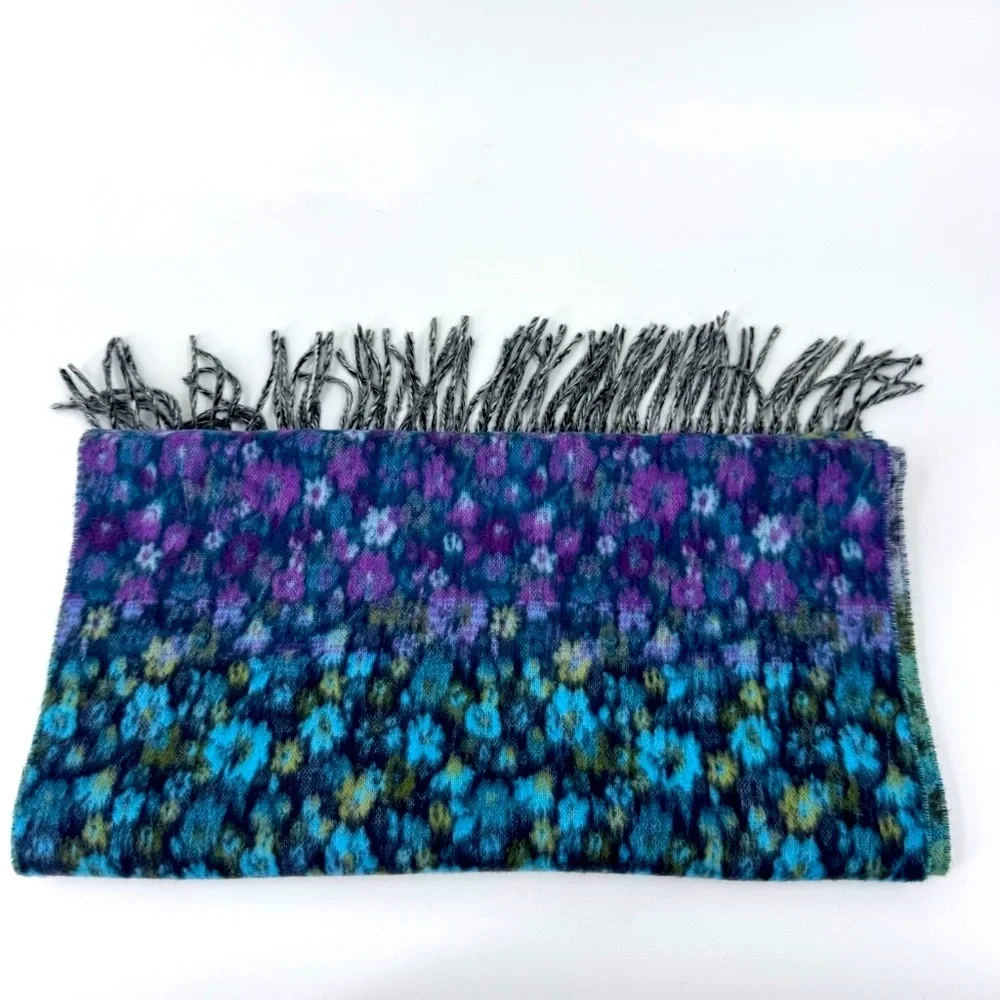 Fraas Blue and Gray Scarf with Fringe‎ Details